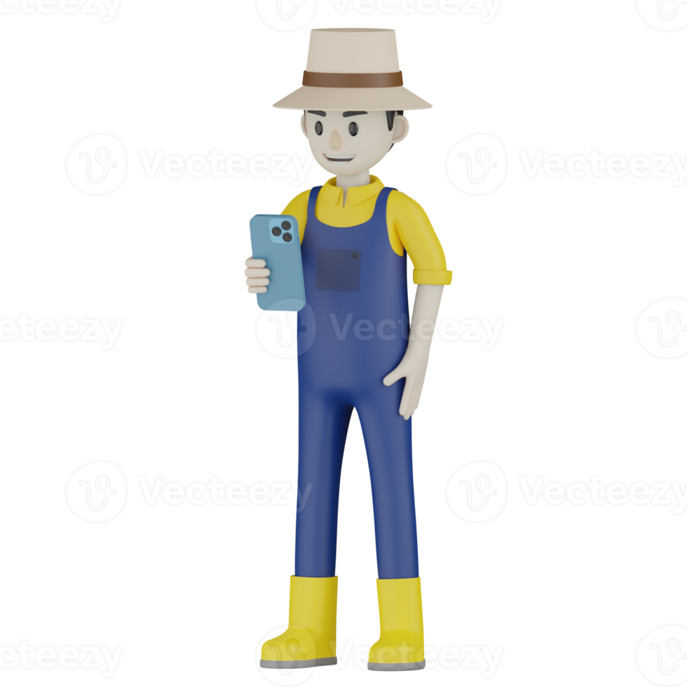 3d Isolated Field Supervisor in blue and yellow clothes png