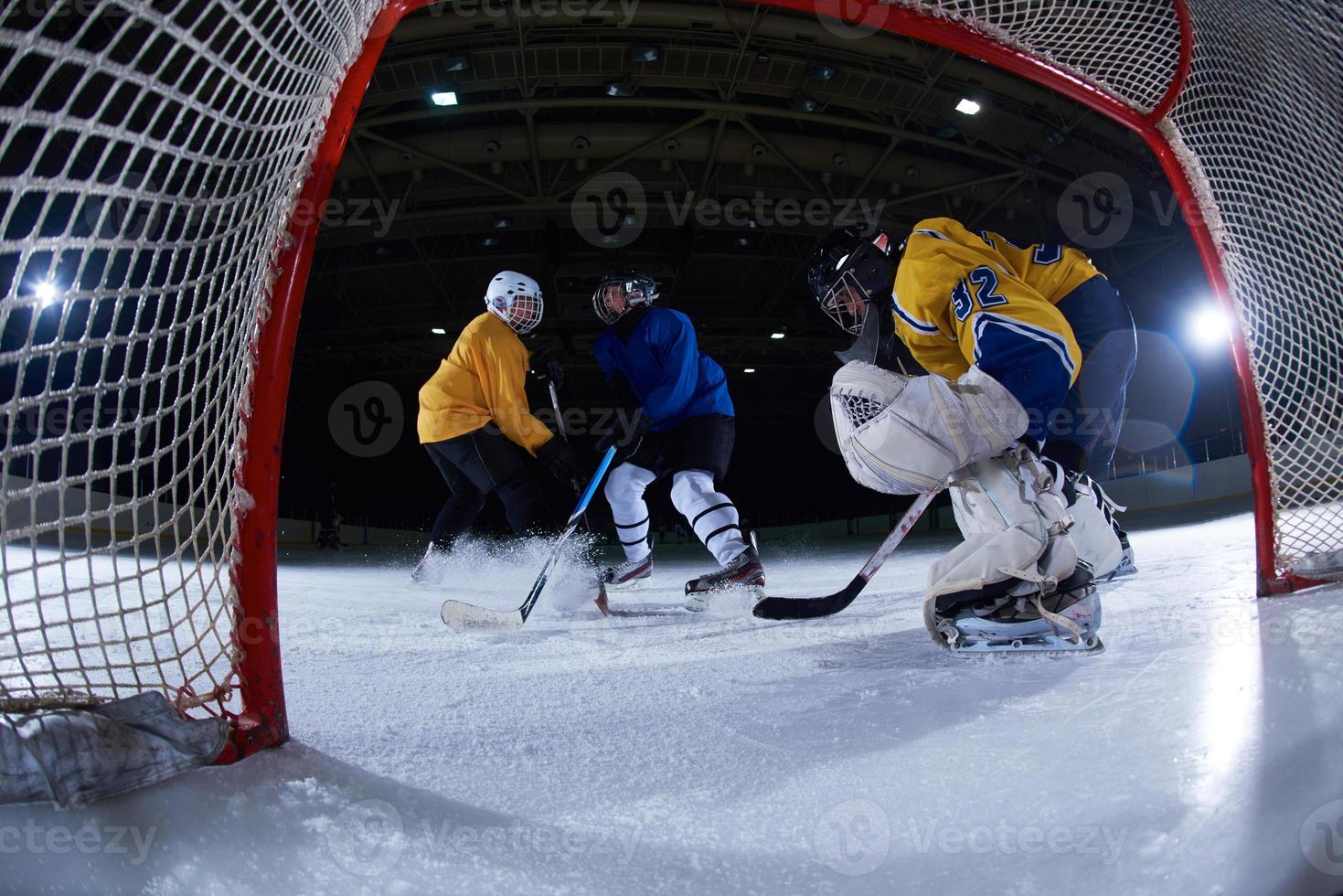 portero de hockey sobre hielo foto