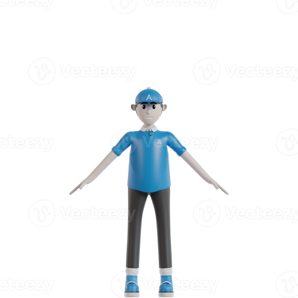 3d Isolated Courier with blue clothes and hats png