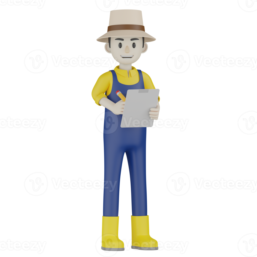 3d Isolated Field Supervisor in blue and yellow clothes png