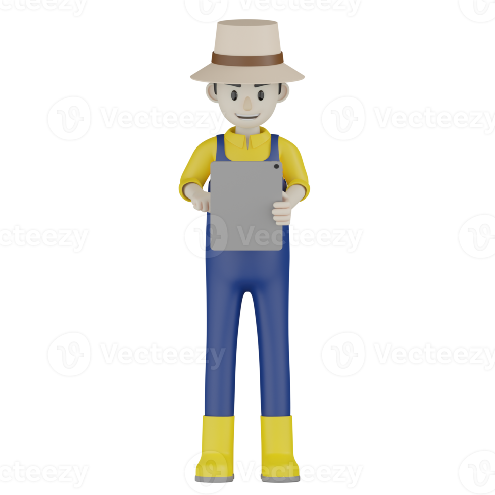 3d Isolated Field Supervisor in blue and yellow clothes png