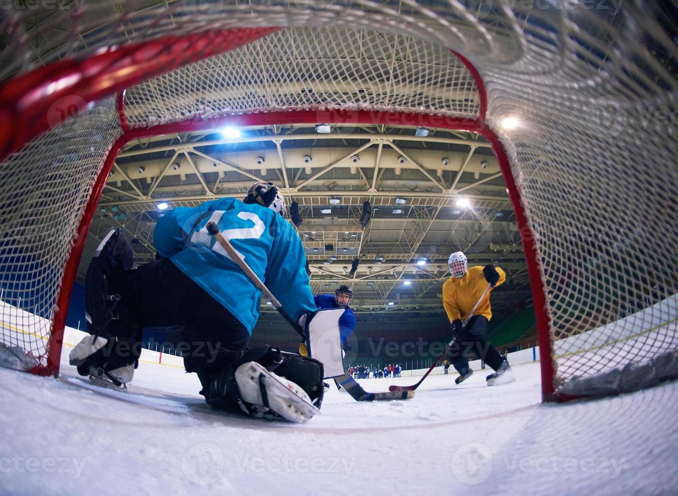 portero de hockey sobre hielo foto