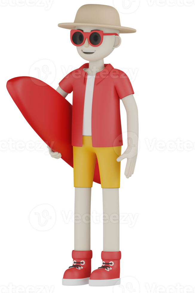 3d Isolated A Man in red going on vacation png