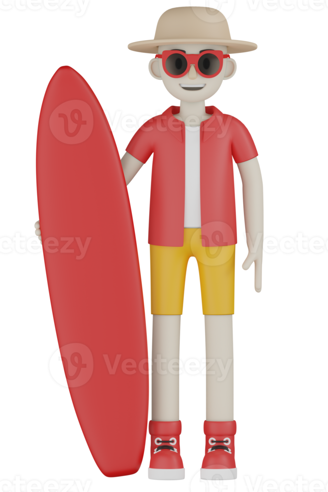 3d Isolated A Man in red going on vacation png