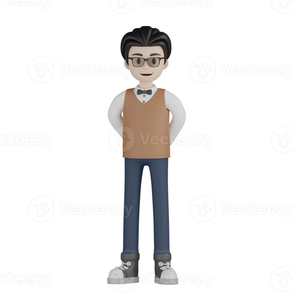 3d Isolated Men with brown vests and glasses png