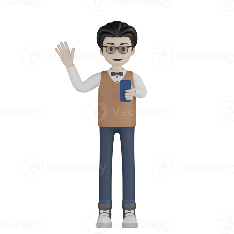 3d Isolated Men with brown vests and glasses png