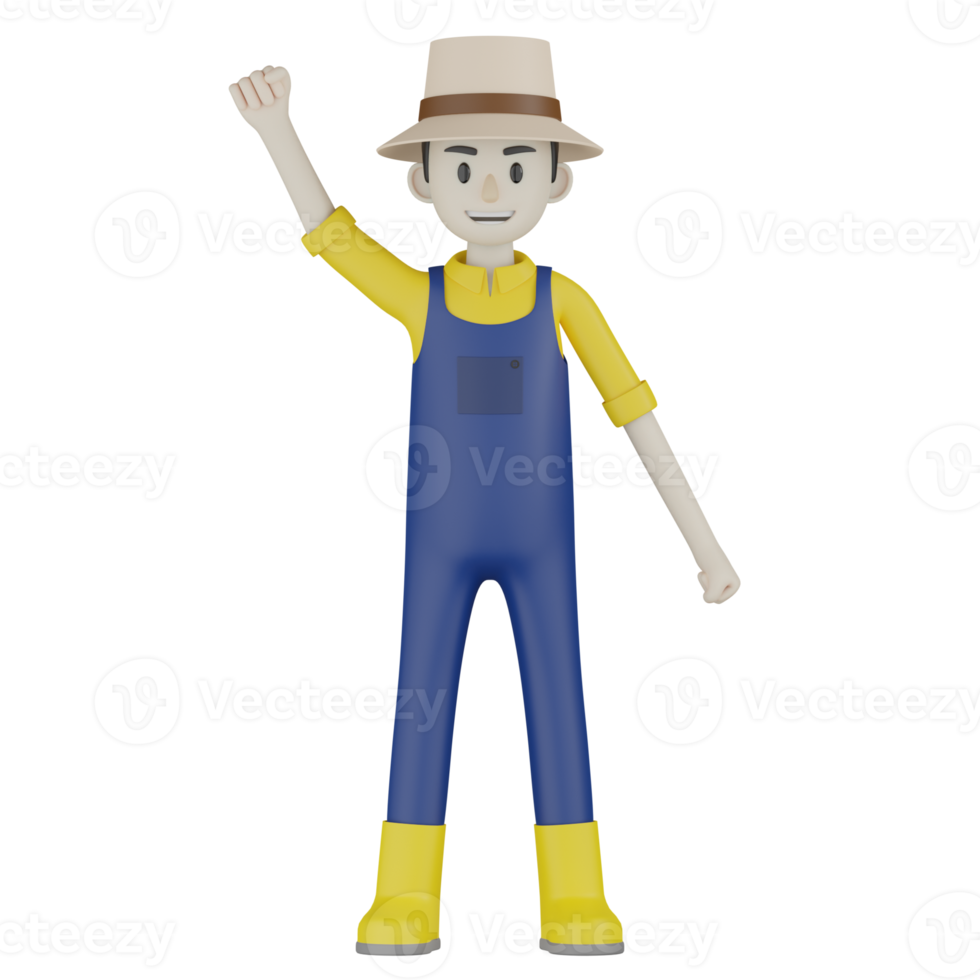 3d Isolated Field Supervisor in blue and yellow clothes png