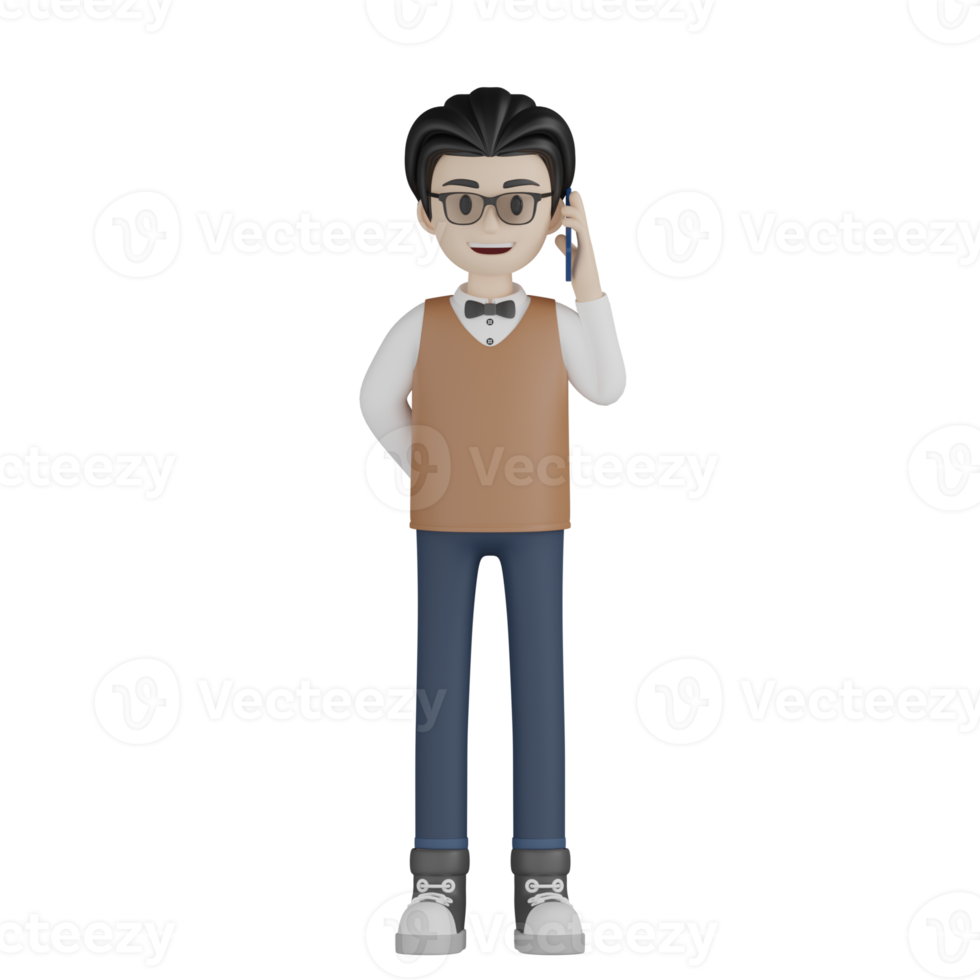 3d Isolated Men with brown vests and glasses png