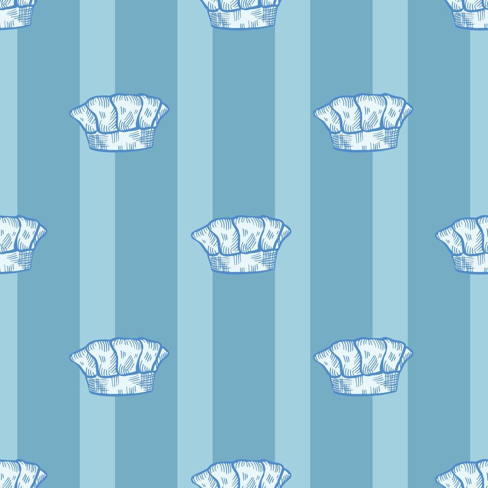 High chef hat engraved seamless pattern. Kitchen traditional element in hand drawn style. vector