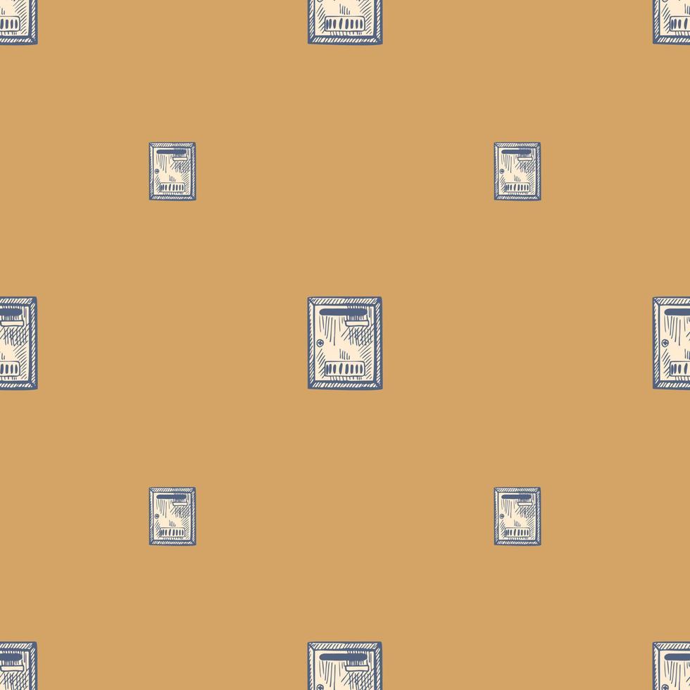 Mailbox engraved seamless pattern. Vintage letterbox in hand drawn style. vector