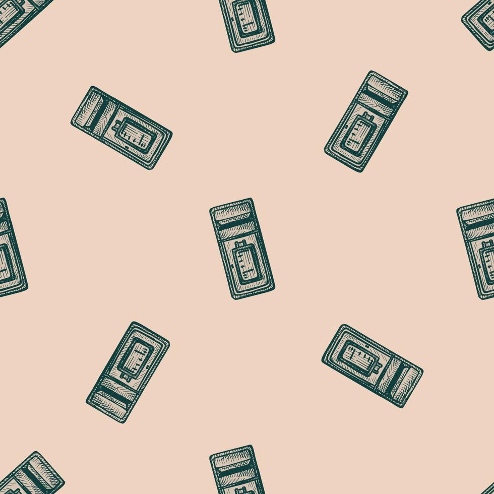 Mailbox engraved seamless pattern. Vintage letterbox in hand drawn style. vector