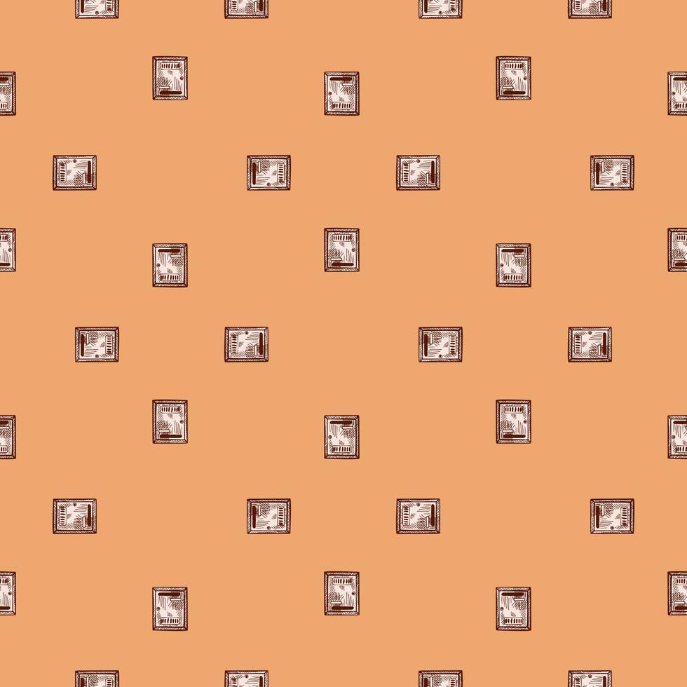 Mailbox engraved seamless pattern. Vintage letterbox in hand drawn style. vector