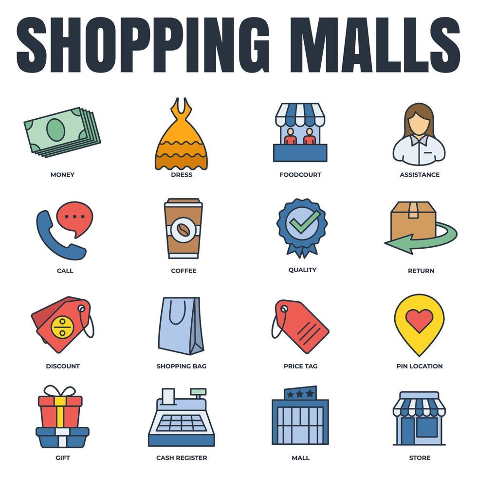 Set of Shopping malls icon logo vector illustration. Online supermarket pack symbol template for graphic and web design collection