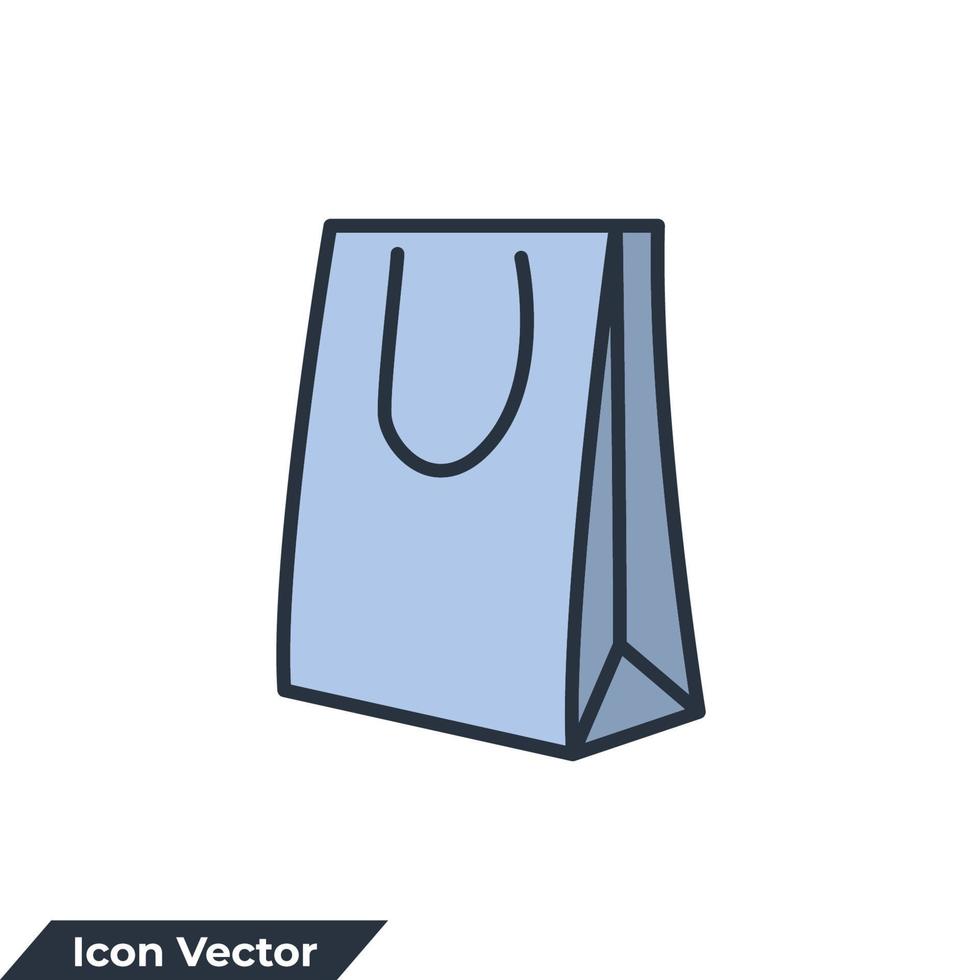 Ilustración de vector de logotipo de icono de bolsa de compras. plantilla de símbolo de bolsa de mercado de papel para colección de diseño gráfico y web