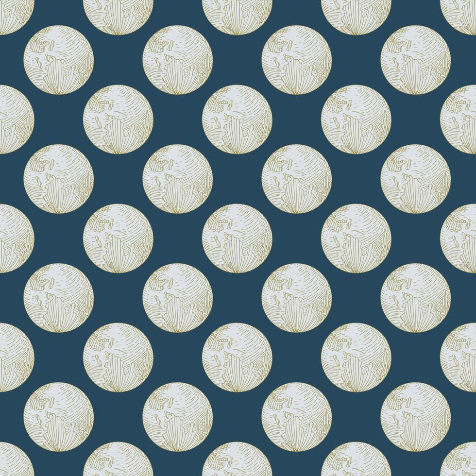 Planet earth engraved seamless pattern. Vintage sphere of world in hand drawn style. vector