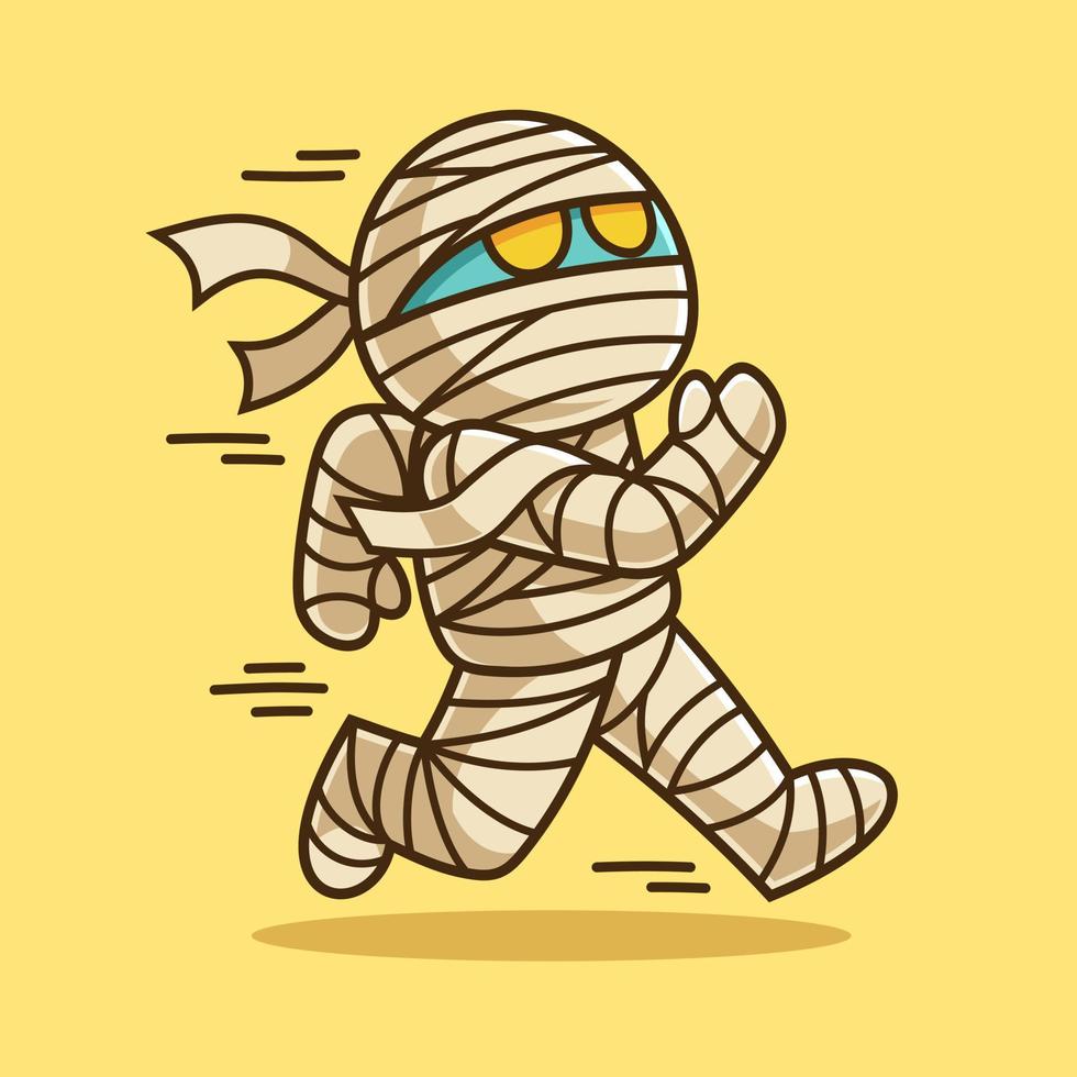 ilustración de personaje de dibujos animados de momia corriendo vector