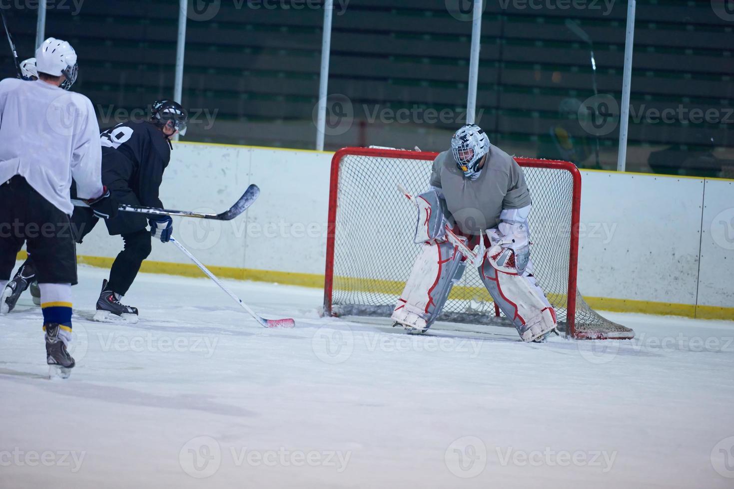 portero de hockey sobre hielo foto