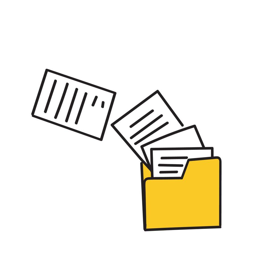 hand drawn doodle document archive icon illustration vector