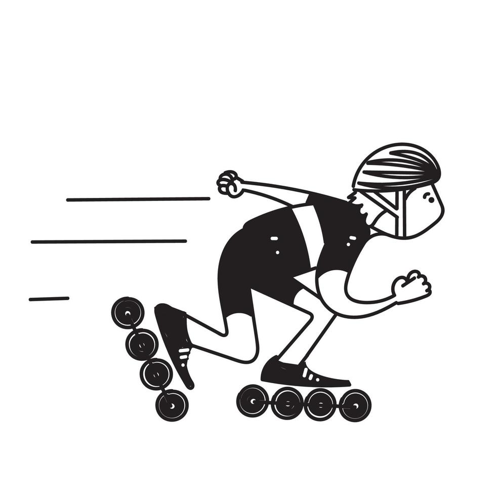 hand drawn doodle speed inline skate illustration vector