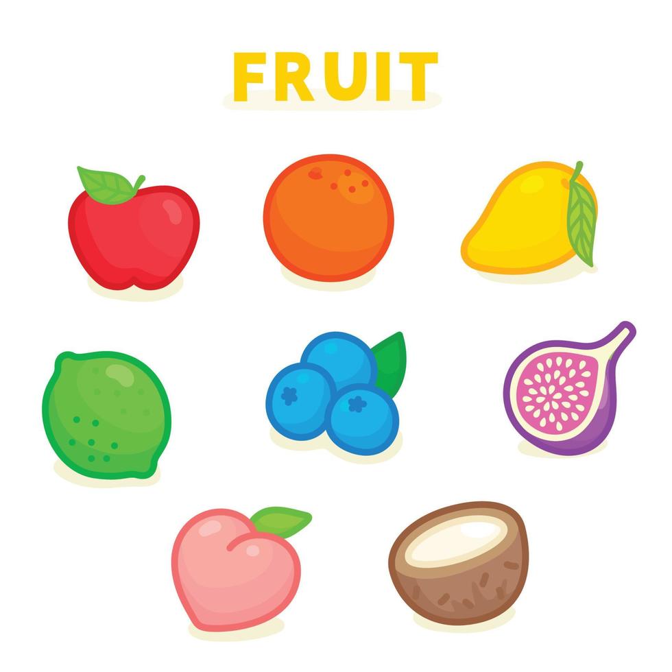 arco iris fruta kawaii garabato plano dibujos animados vector ilustración