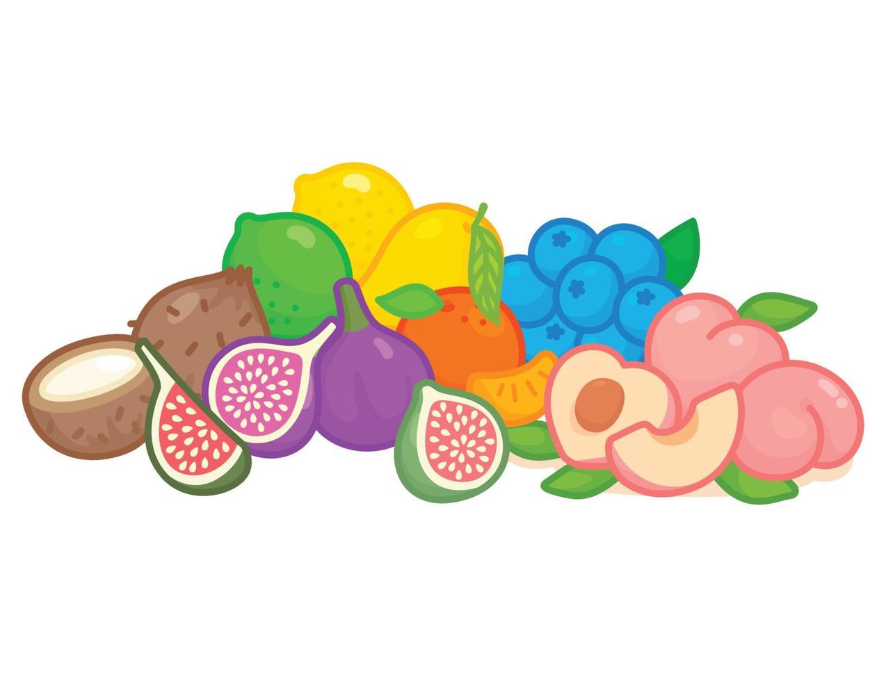 arco iris fruta kawaii garabato plano dibujos animados vector ilustración