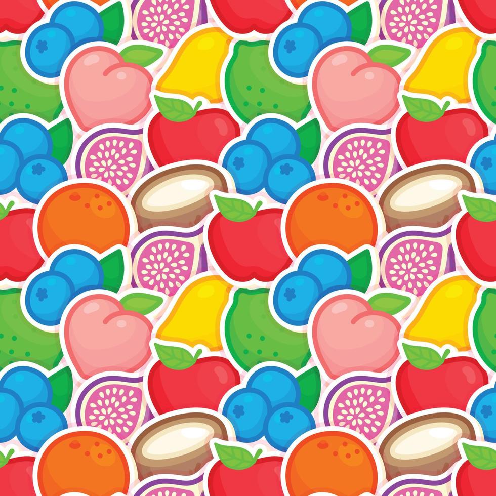 fondo de papel tapiz de papel de regalo de patrones sin fisuras de fruta arco iris vector