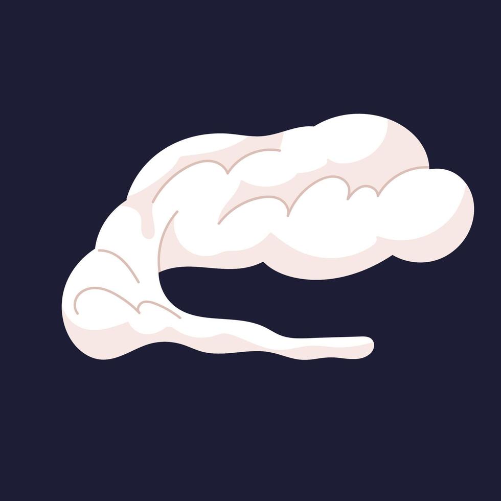 silueta abstracta de bocanadas de nubes de vapor. Explosión de nubes de polvo cómico, vapor, explosión de nubes de humo. ilustración vectorial aislada vector