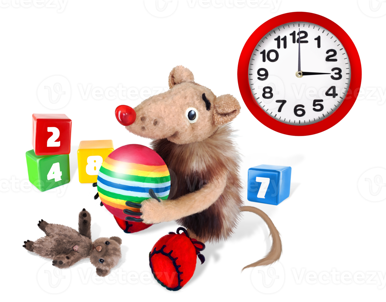 Mouse is playing with toys png