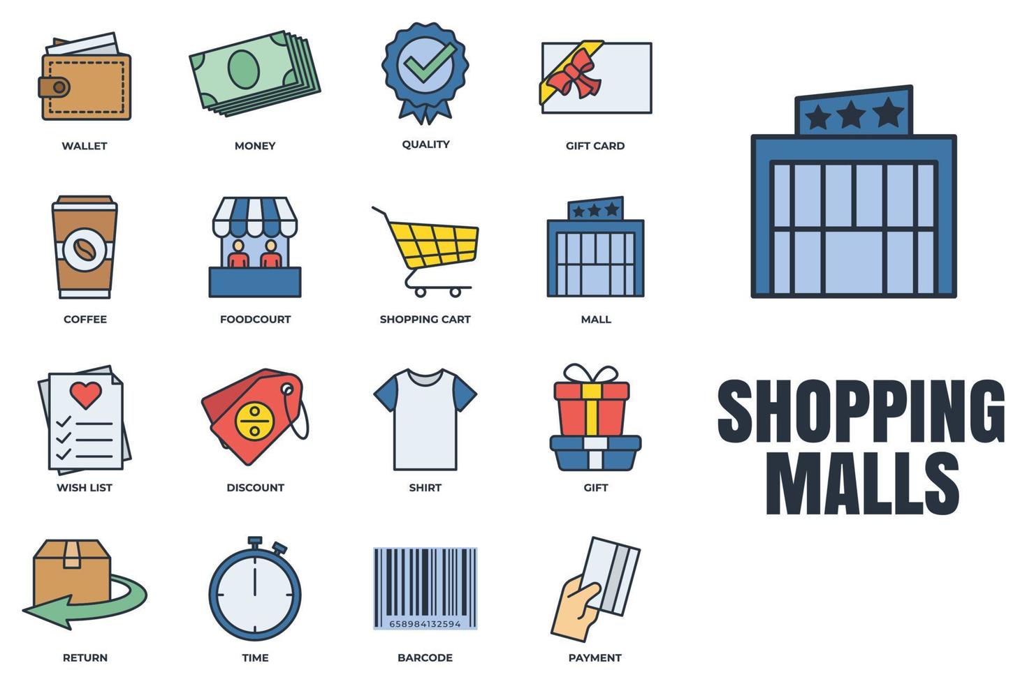 Set of Shopping malls icon logo vector illustration. Online supermarket pack symbol template for graphic and web design collection