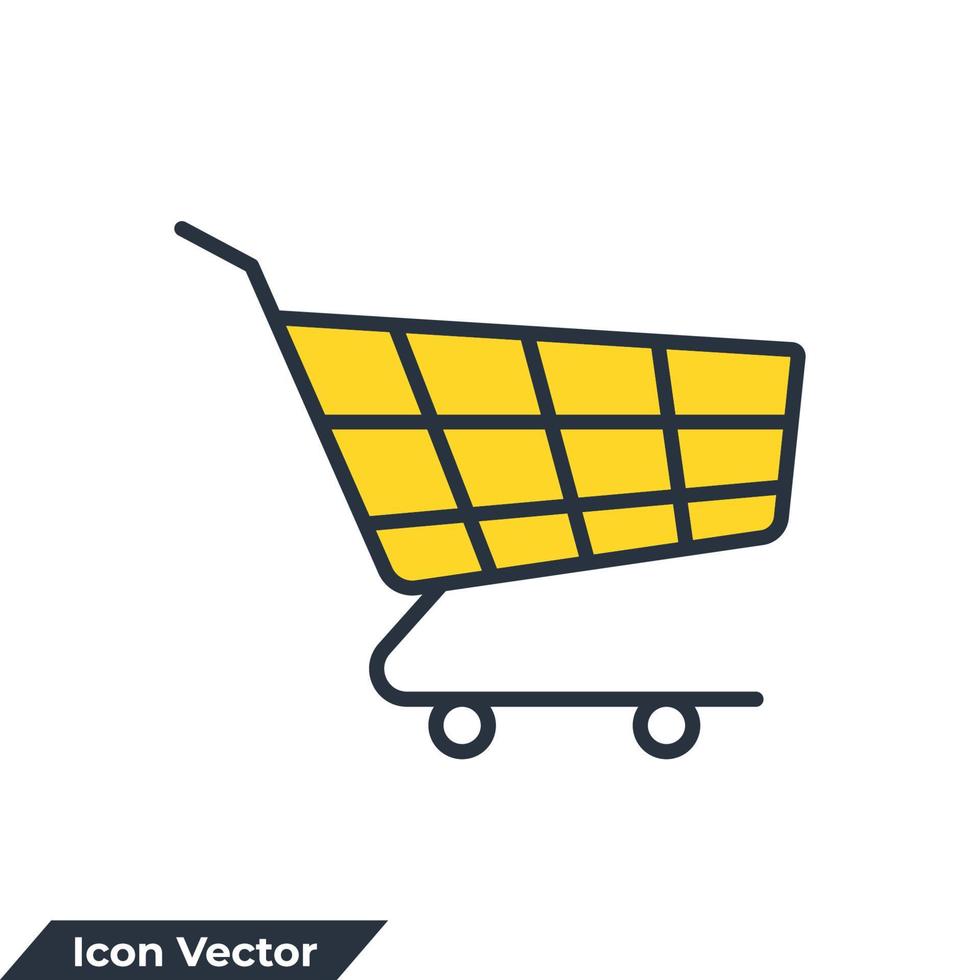 Ilustración de vector de logotipo de icono de carrito de compras. plantilla de símbolo de carrito de carro para la colección de diseño gráfico y web