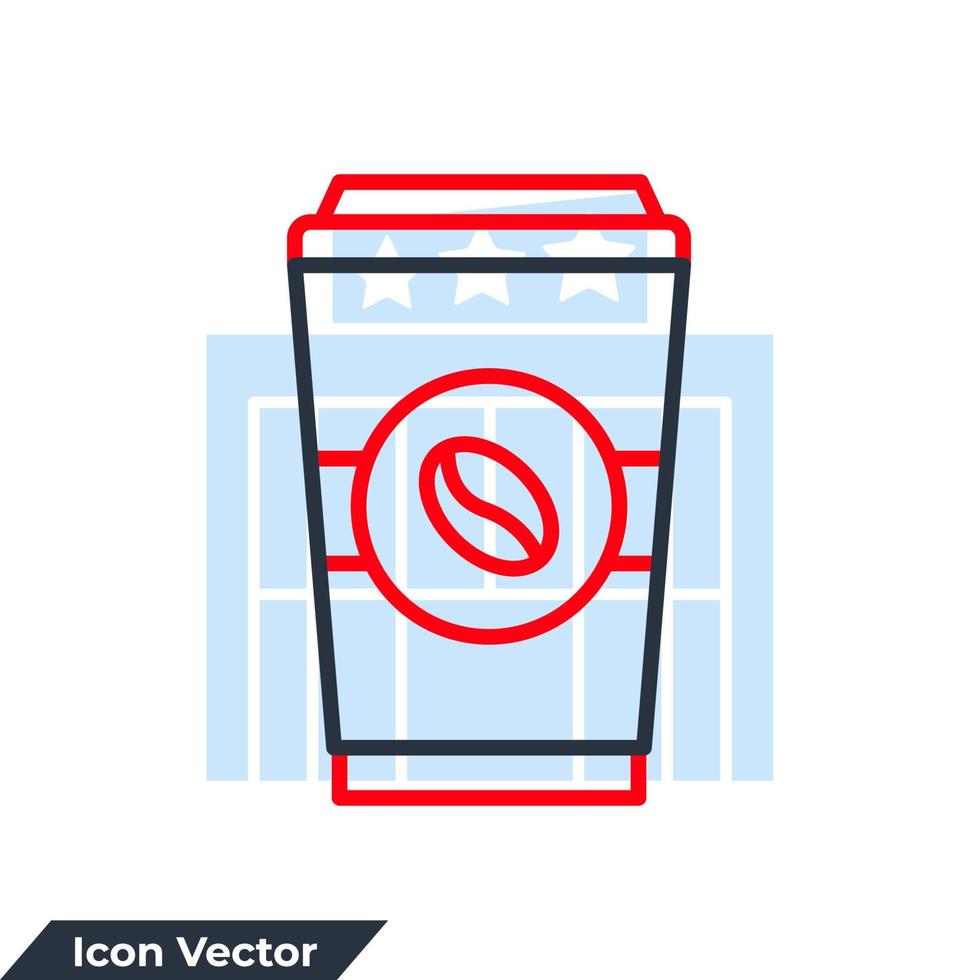 coffee icon logo vector illustration. Disposable cup with steas of hotness popping out, making coffee symbol template for graphic and web design collection