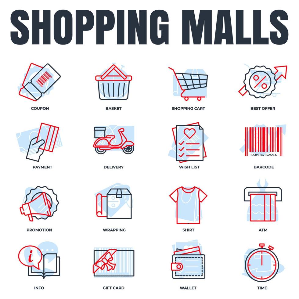 Set of Shopping malls icon logo vector illustration. Online supermarket pack symbol template for graphic and web design collection