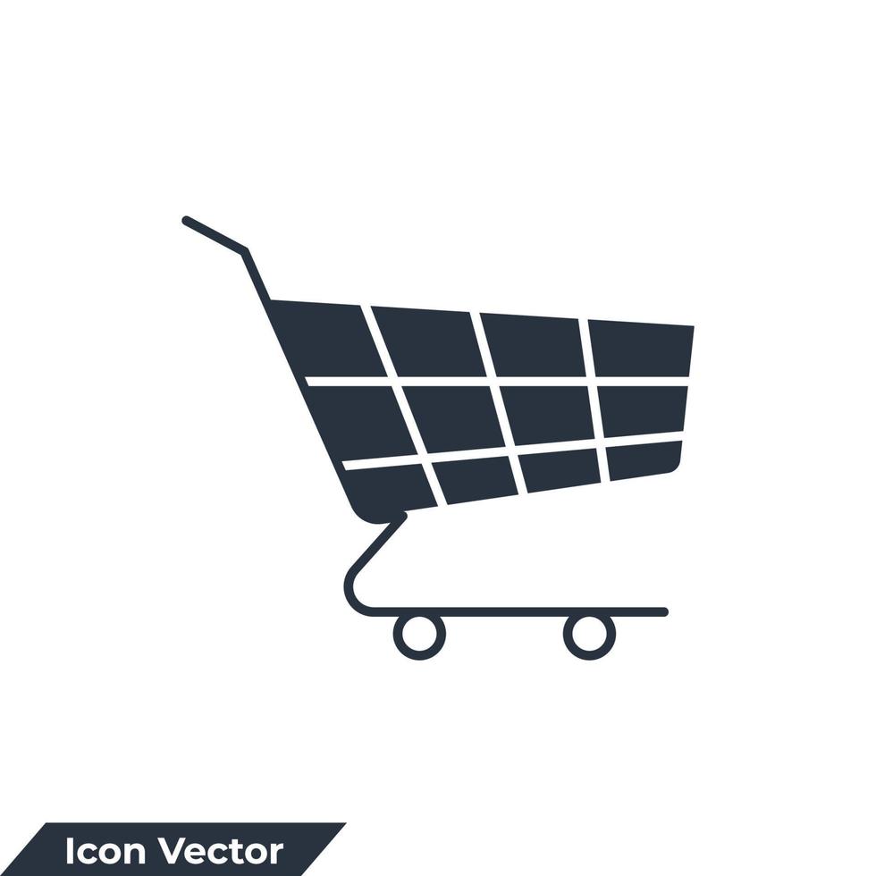 Ilustración de vector de logotipo de icono de carrito de compras. plantilla de símbolo de carrito de carro para la colección de diseño gráfico y web