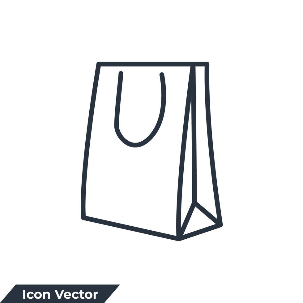 Ilustración de vector de logotipo de icono de bolsa de compras. plantilla de símbolo de bolsa de mercado de papel para colección de diseño gráfico y web