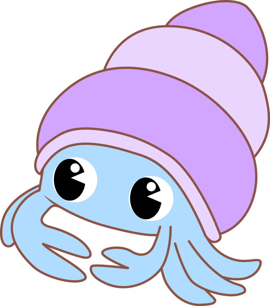 Cute Cartoon Sea Animal hermit crab Character png