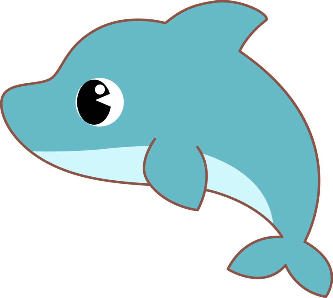 Cute Cartoon Sea Animal Dolphin Character 10838144 PNG