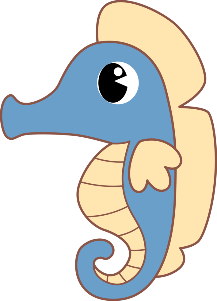 personnage de dessin animé mignon animal marin hippocampe png