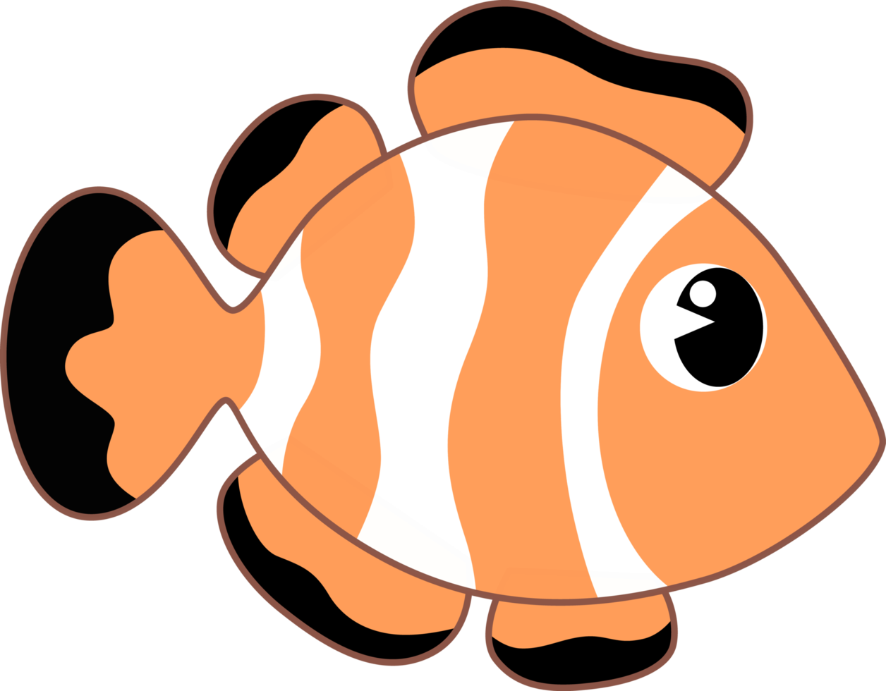 mignon, dessin animé, animal marin, clownfish, caractère png