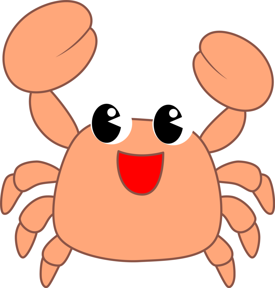 schattig tekenfilm zee dier krab karakter png