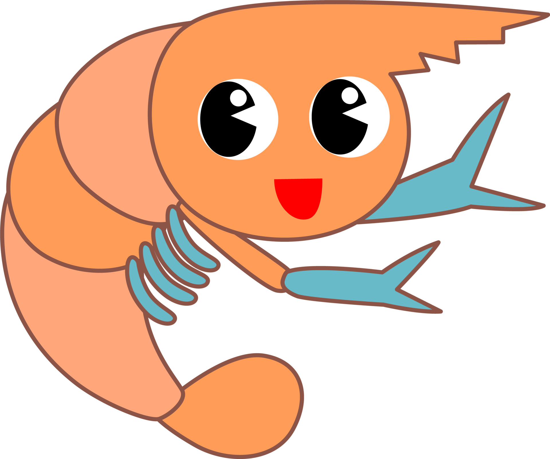 Cute Cartoon Sea Animal shrimp Character 10838186 PNG