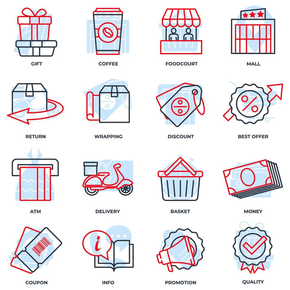 Set of Shopping malls icon logo vector illustration. Online supermarket pack symbol template for graphic and web design collection
