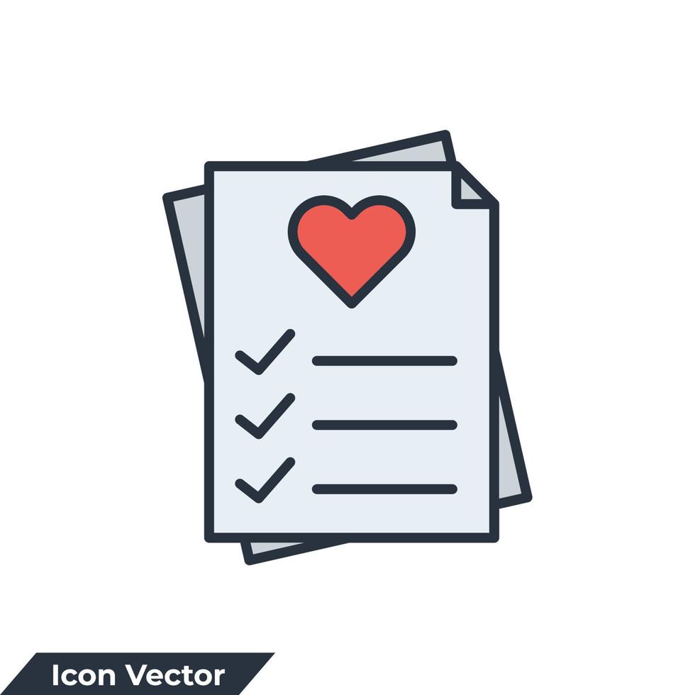 wish list icon logo vector illustration. Like document symbol template for graphic and web design collection