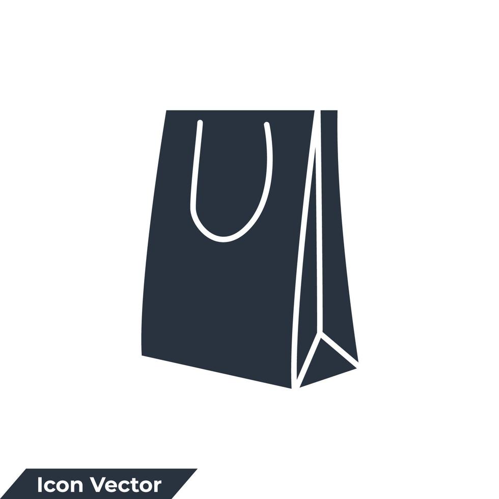 Ilustración de vector de logotipo de icono de bolsa de compras. plantilla de símbolo de bolsa de mercado de papel para colección de diseño gráfico y web