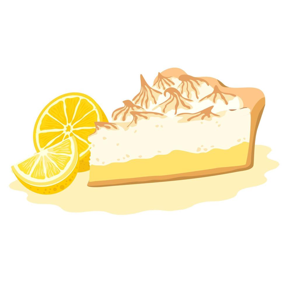 A slice of lemon pie with meringue. vector