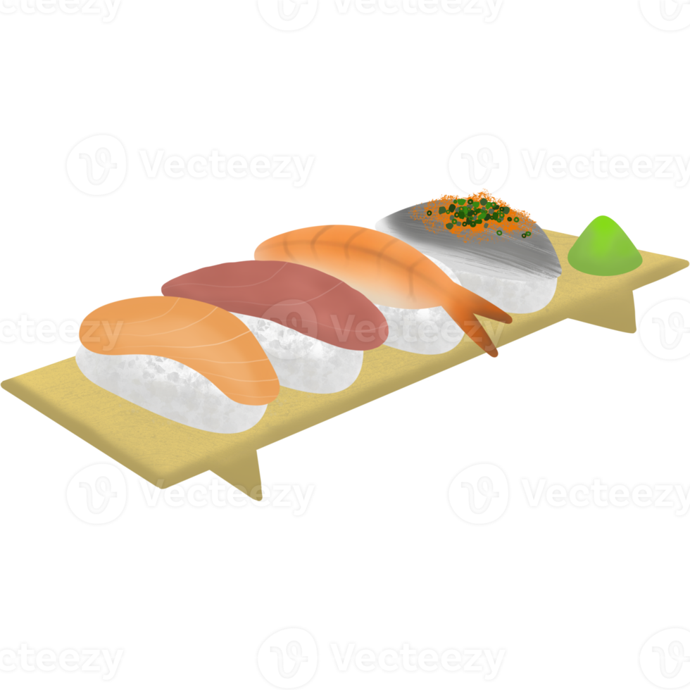 plateau de sushi dessiné à la main. png