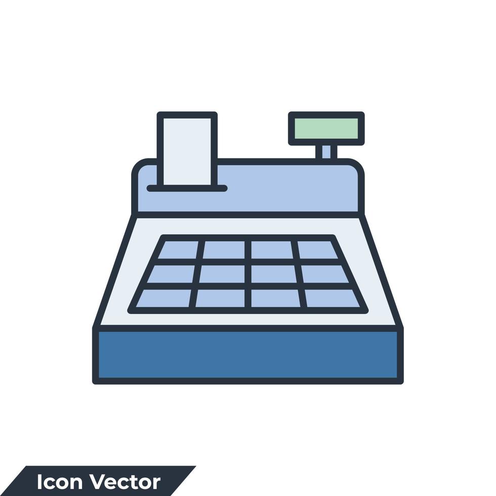 caja registradora icono logo vector ilustración. plantilla de símbolo de máquina de cajero para colección de diseño gráfico y web