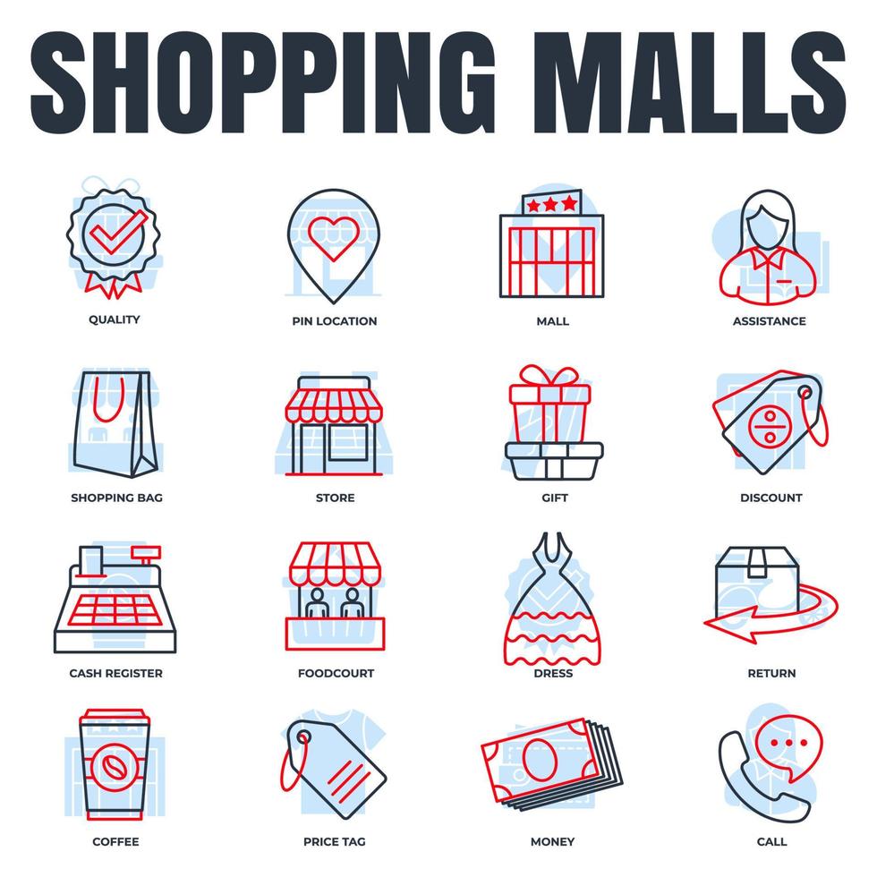 Set of Shopping malls icon logo vector illustration. Online supermarket pack symbol template for graphic and web design collection