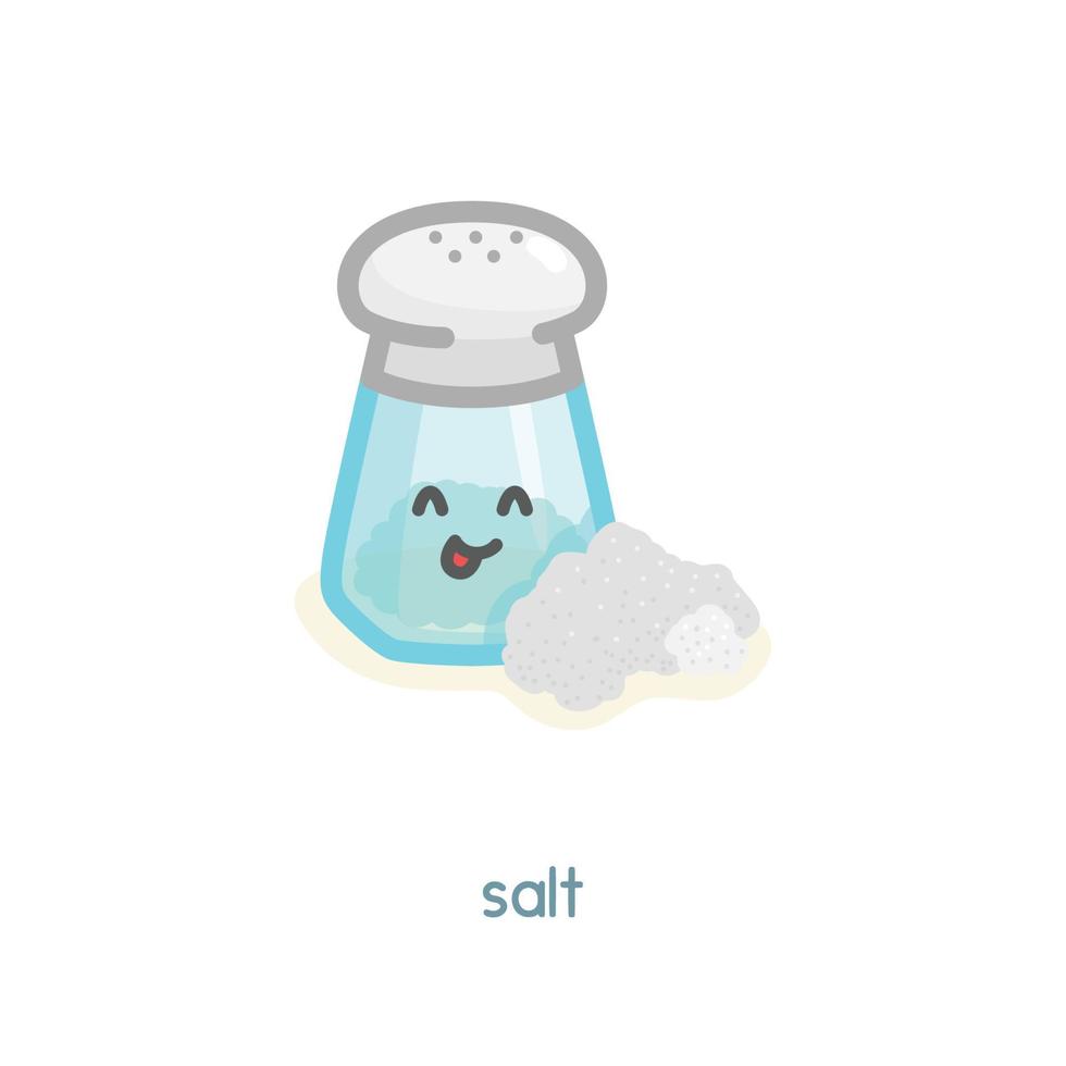 salt in small glass container kawaii doodle flat cartoon vector illustration