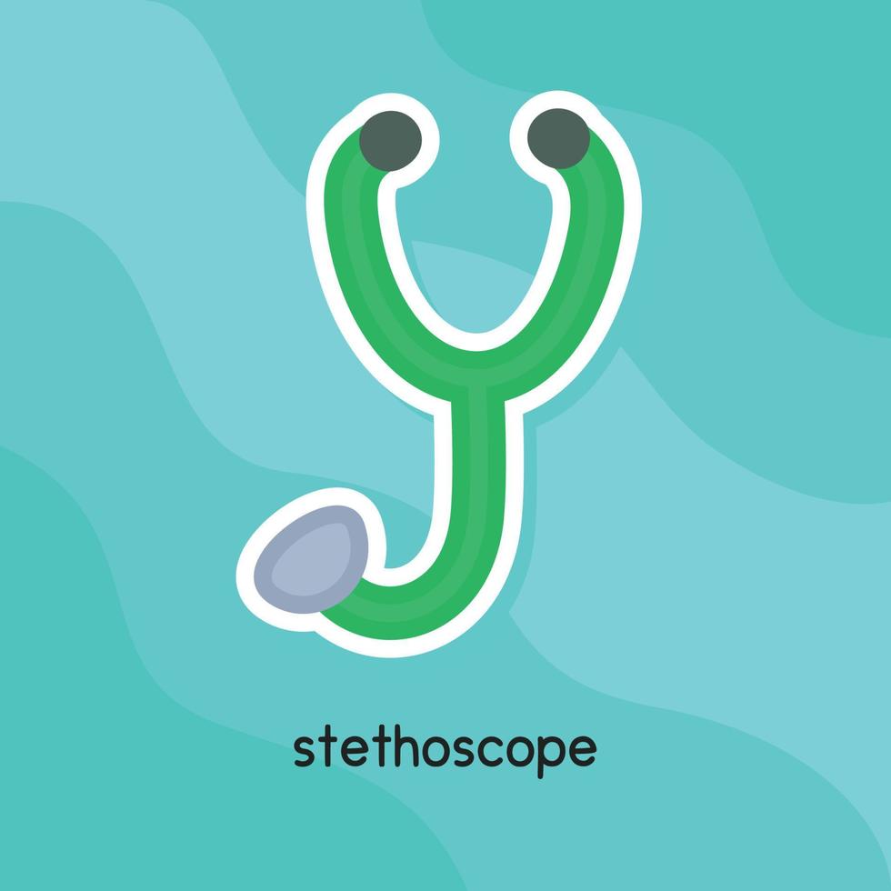 stethoscope kawaii doodle flat cartoon vector illustration