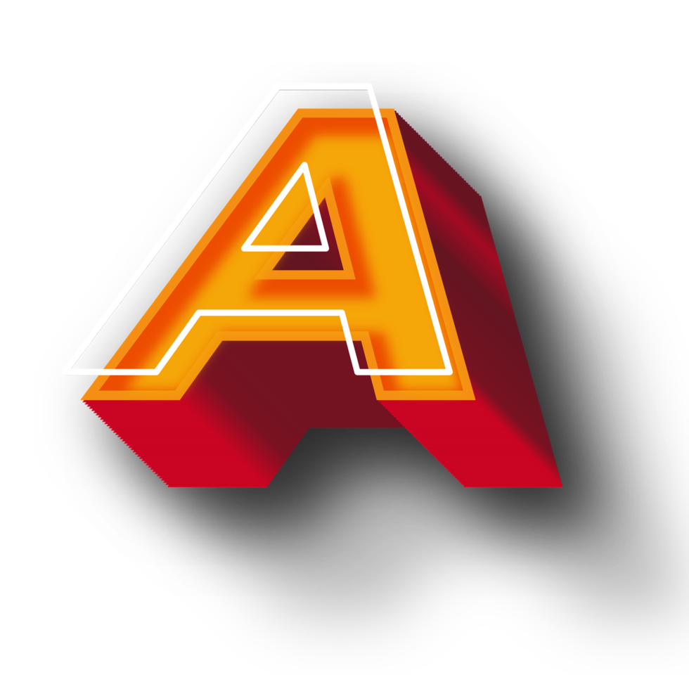 3D A Letter text png